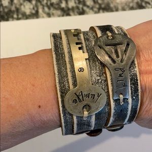 Leather handmade cuff bracelet.